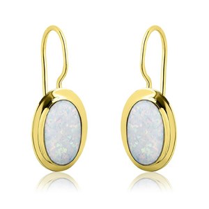 Złote kolczyki na biglu z opalem 12x7