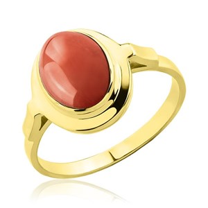 Złoty pierścionek z koralem 9x7mm