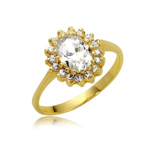 Złoty pierścionek z cyrkoniami