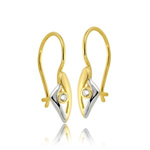 Złote kolczyki rodowane z cyrkoniami