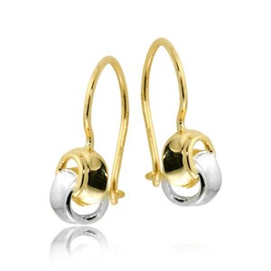 Złote kolczyki rodowane z cyrkoniami