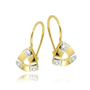 Złote kolczyki rodowane z cyrkoniami