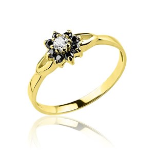 Złoty pierścionek z czarnymi cyrkoniami