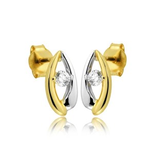 Złote kolczyki rodowane z cyrkoniami