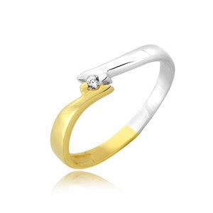 Złoty pierścionek dwukolorowy z cyrkonią