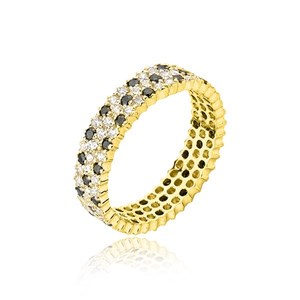 Złoty pierścionek z kolorowymi cyrkoniami