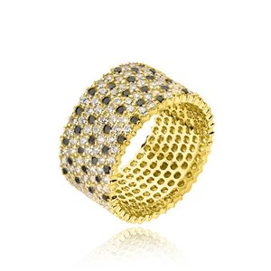 Złoty pierścionek z kolorowymi cyrkoniami