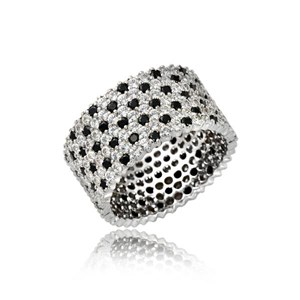 Złoty pierścionek z kolorowymi cyrkoniami