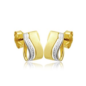 Złote kolczyki rodowane z cyrkonią