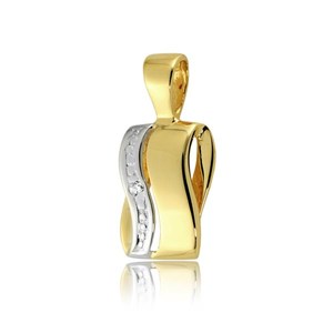 Złota zawieszka rodowana z cyrkonią