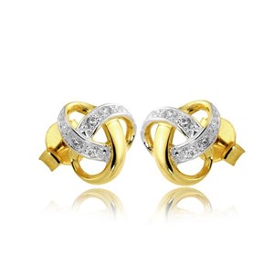 Złote kolczyki rodowane z cyrkonią