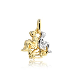 Złota zawieszka rodowana zodiak bliżnięta