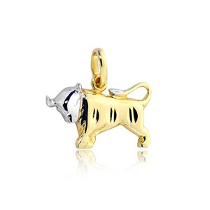 Złota zawieszka rodowana zodiak byk