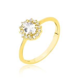 Złoty pierścionek z cyrkoniami