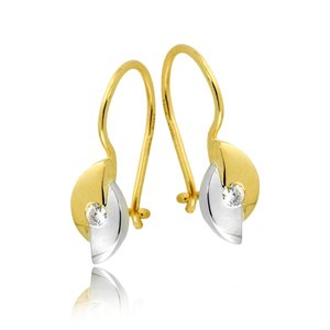 Złote kolczyki rodowane z cyrkoniami