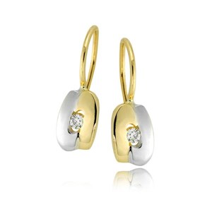 Złote kolczyki rodowane z cyrkoniami