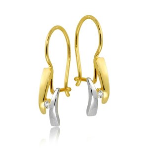 Złote kolczyki rodowane z cyrkoniami