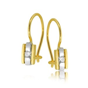 Złote kolczyki rodowane z cyrkoniami