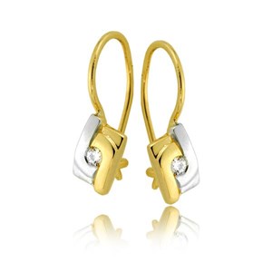 Złote kolczyki rodowane z cyrkoniami