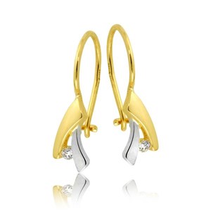 Złote kolczyki rodowane z cyrkoniami