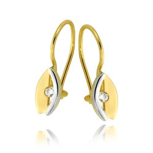 Złote kolczyki rodowane z cyrkoniami