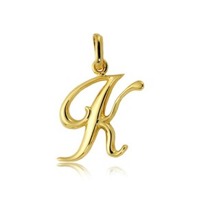 Złota zawieszka pisane "K"
