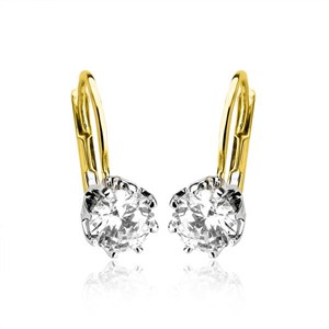 Złote kolczyki rodowane z cyrkoniami