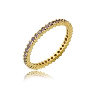 Złoty pierścionek z różowymii cyrkoniami