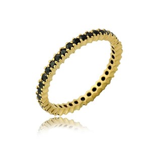 Złoty pierścionek z czarnymi cyrkoniami