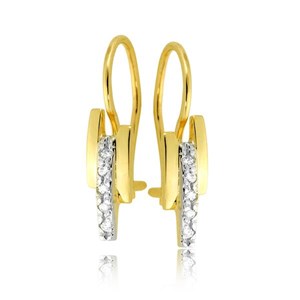 Złote kolczyki rodowane z cyrkoniami