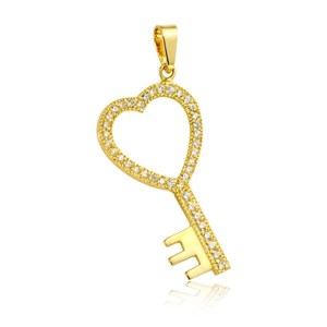 Złota zawieszka klucz z cyrkoniami