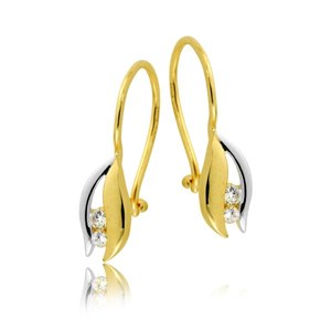 Złote kolczyki rodowane z cyrkoniami