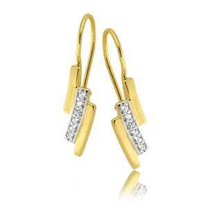 Złote kolczyki rodowane z cyrkoniami