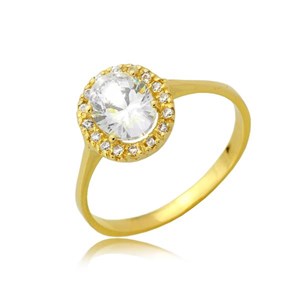 Złoty pierścionek z cyrkoniami 6x4