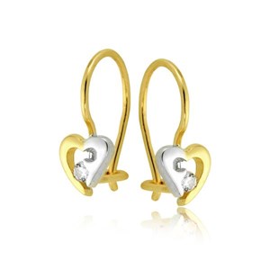 Złote kolczyki rodowane z cyrkoniami