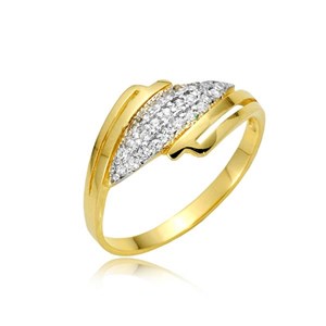 Złoty pierścionek rodowany z cyrkoniami