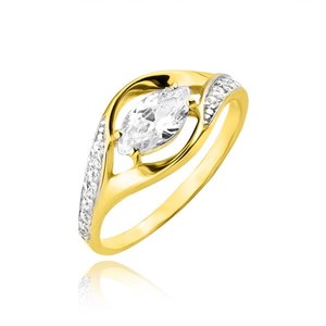 Złoty pierścionek rodowany z cyrkoniami