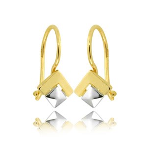 Złote kolczyki rodowane z cyrkoniami