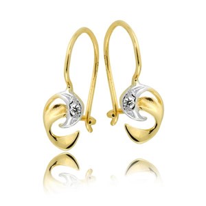 Złote kolczyki rodowane z cyrkoniami