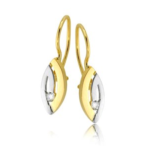 Złote kolczyki rodowane z cyrkoniami