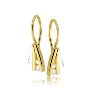 Złote kolczyki rodowane z cyrkoniami