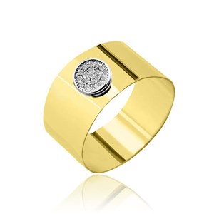 Złoty pierścionek łączone złoto  z cyrkoniami