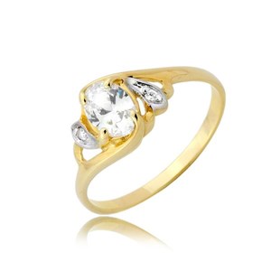 Złoty pierścionek rodowany z cyrkoniami